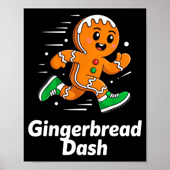 Poster Christmas Gingerbread Dash Running Runner Xmas Mar (Frente)