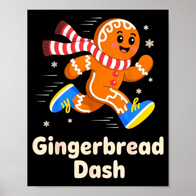 Poster Christmas Gingerbread Dash Running Runner Xmas Mar (Frente)