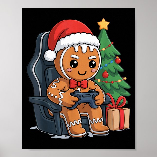 Poster Christmas Gingerbread Gamer Chair Holiday Gaming B (Frente)