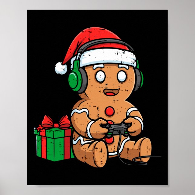 Poster Christmas Gingerbread Gamer Xmas Gaming Boys Kids  (Frente)