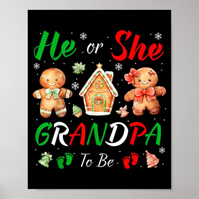 Poster Christmas Gingerbread Gender Reveal He Or She Gran (Frente)