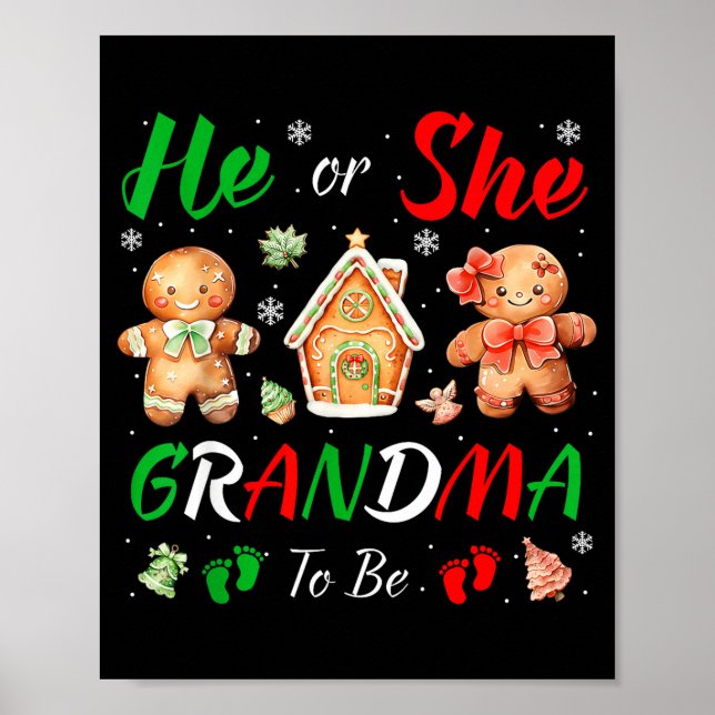 Poster Christmas Gingerbread Gender Reveal He Or She Gran (Frente)