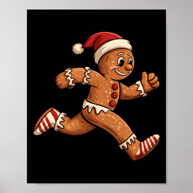 Poster Christmas Gingerbread Running Funny Runners Pajama (Frente)