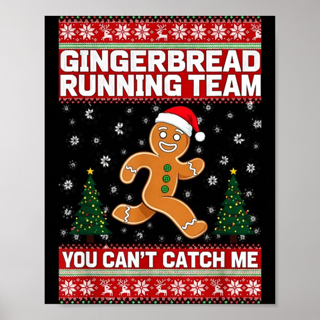 Poster Christmas Gingerbread Running Team Funny Xmas Tee  (Frente)