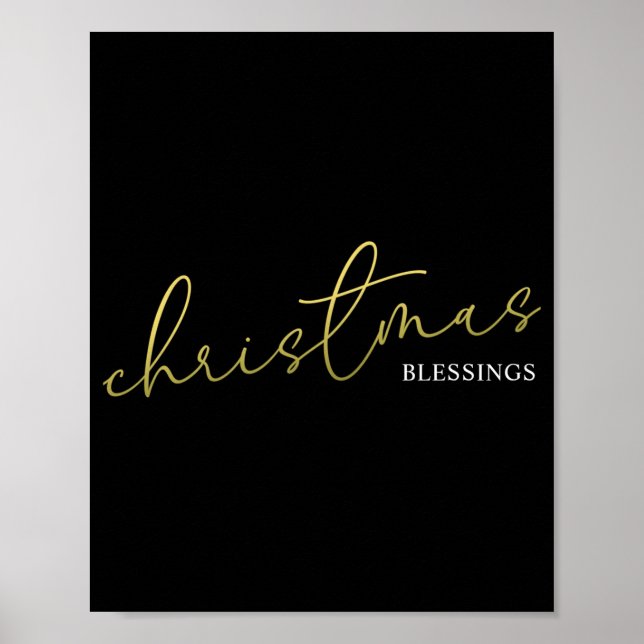 Poster Christmas Gold Calligraphy Script Modern Blessings (Frente)