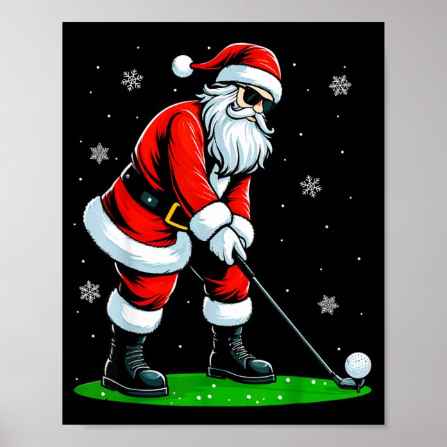 Poster Christmas Golf Santa Golfer Xmas Funny Christmas G (Frente)
