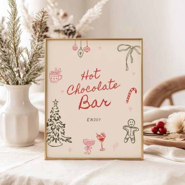 Poster Christmas Hand Drawn Hot Chocolate Bar (Criador carregado)