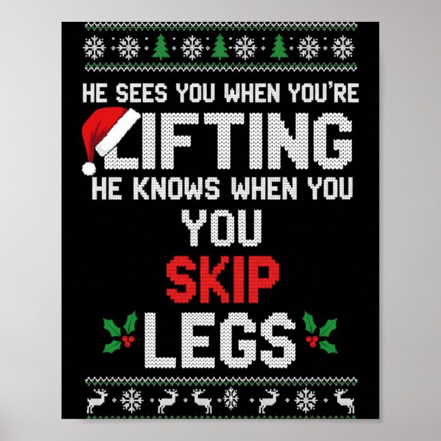 Poster Christmas He Sees You When You're Lifting He Knows (Frente)