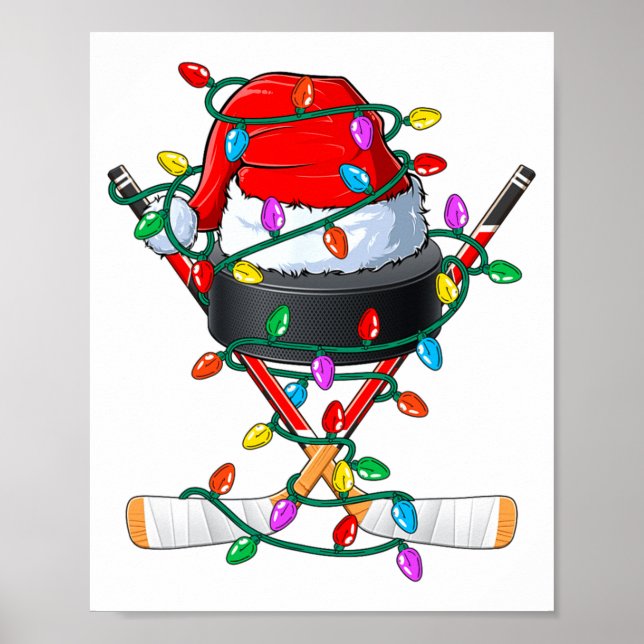 Poster Christmas Hockey Xmas Santa Srts Hat Ball Kids B  (Frente)
