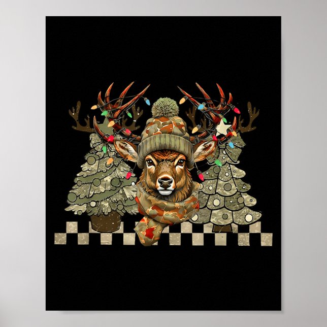 Poster Christmas Holiday Camo Hunting Reindeer Deer Xmas  (Frente)