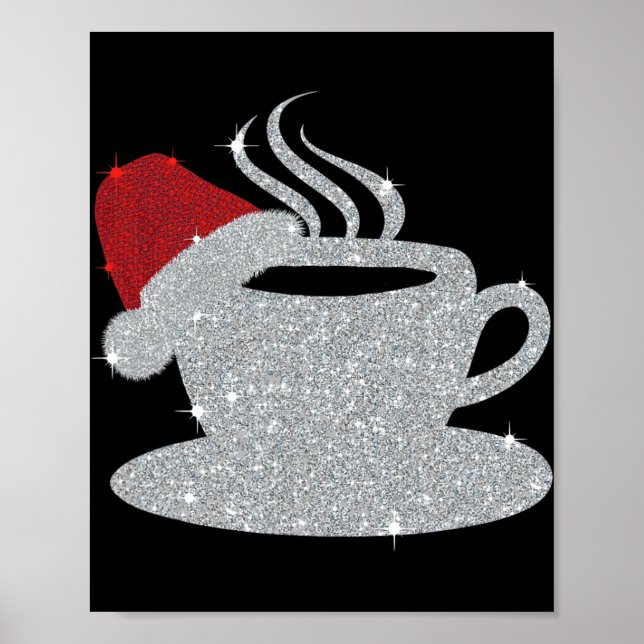 Poster Christmas Hot Coffee Cup Santa's Hat Xmas Holidays (Frente)