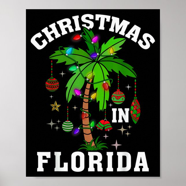 Poster Christmas In Florida Deck The Palm Tree Xmas Winte (Frente)