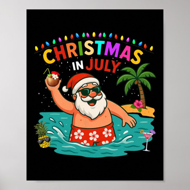 Poster Christmas In July Shirt Boys Kids Santa Coconut Su (Frente)