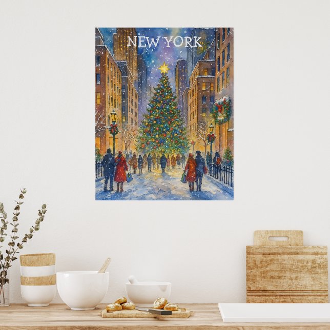 Poster Christmas in New York Poster, Winter City Scene  (Cozinha)