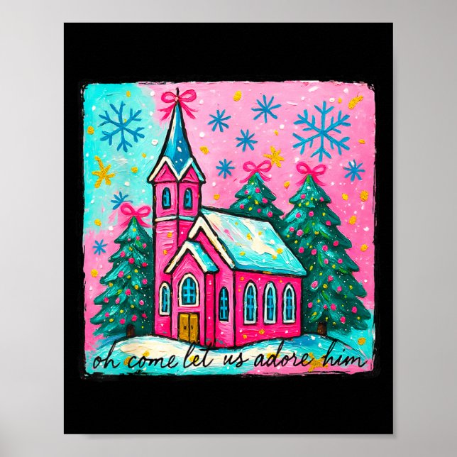 Poster Christmas Jesus Oh Come Let Us Adore Him Funny Chr (Frente)