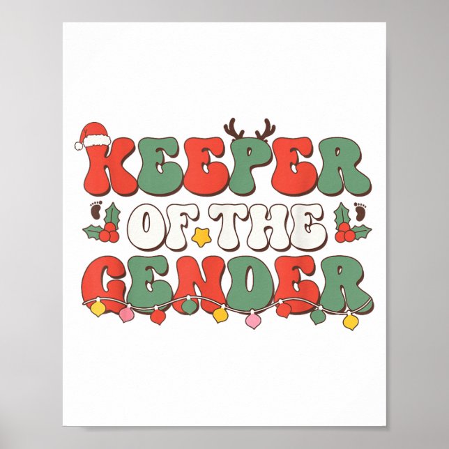 Poster Christmas Keeper Of The Gender Reveal Baby Announc (Frente)
