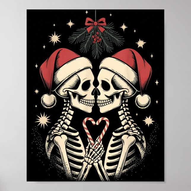 Poster Christmas Matching Gothic Couple Dark Humor Skelet (Frente)