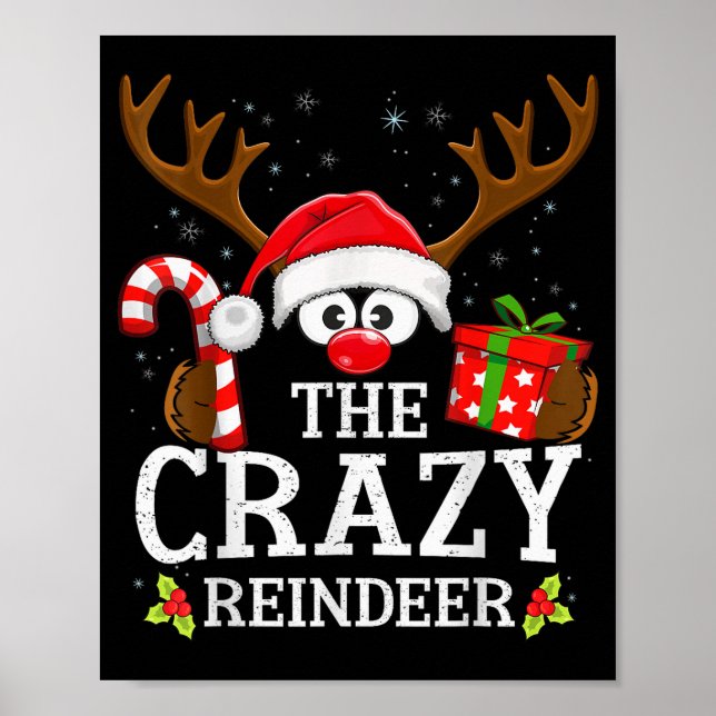 Poster Christmas Matching The Crazy Reindeer Family  (Frente)