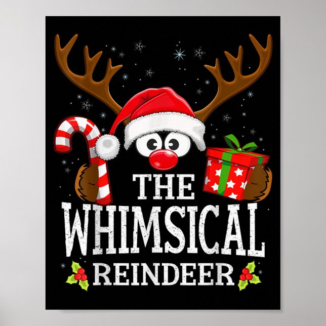 Poster Christmas Matching The Whimsical Reindeer Family  (Frente)