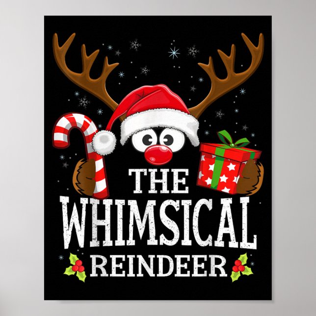 Poster Christmas Matching The Whimsical Reindeer Family  (Frente)