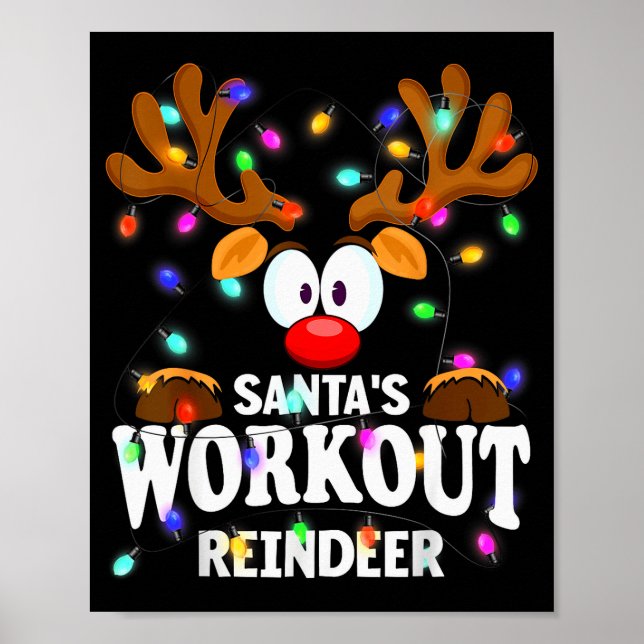Poster Christmas Men Women Santa's Workout Reindeer  (Frente)