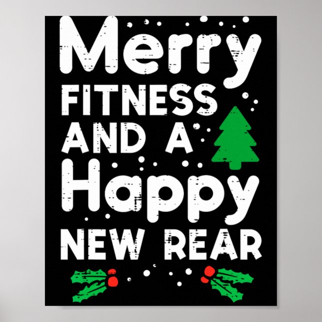 Poster Christmas Merry Fitness Happy New Rear Xmas Workou (Frente)