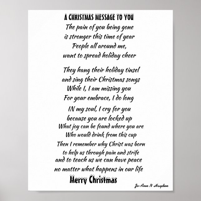 POSTER CHRISTMAS MESSAGE FOR INCARCERATED LOVED ONE (Frente)