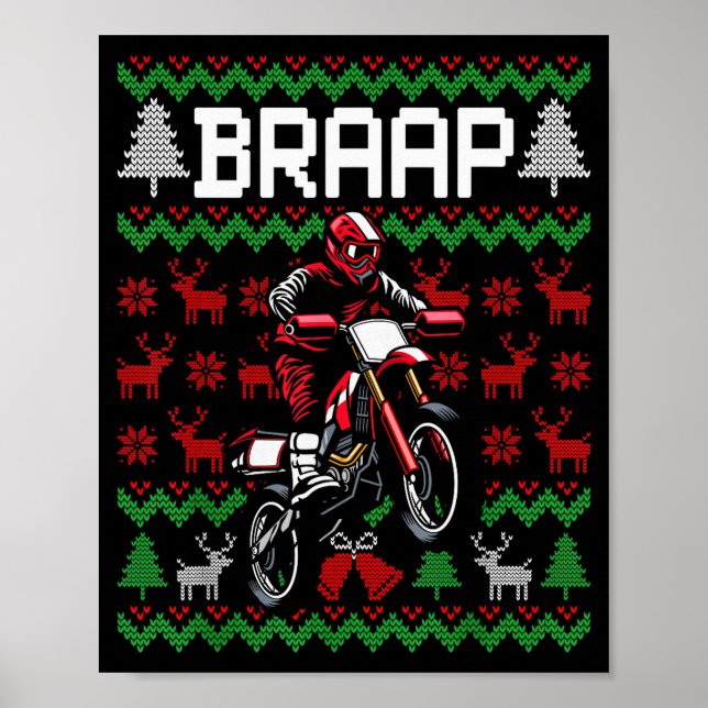Poster Christmas Motorcycle Motocross Braap Dirt Bike  (Frente)