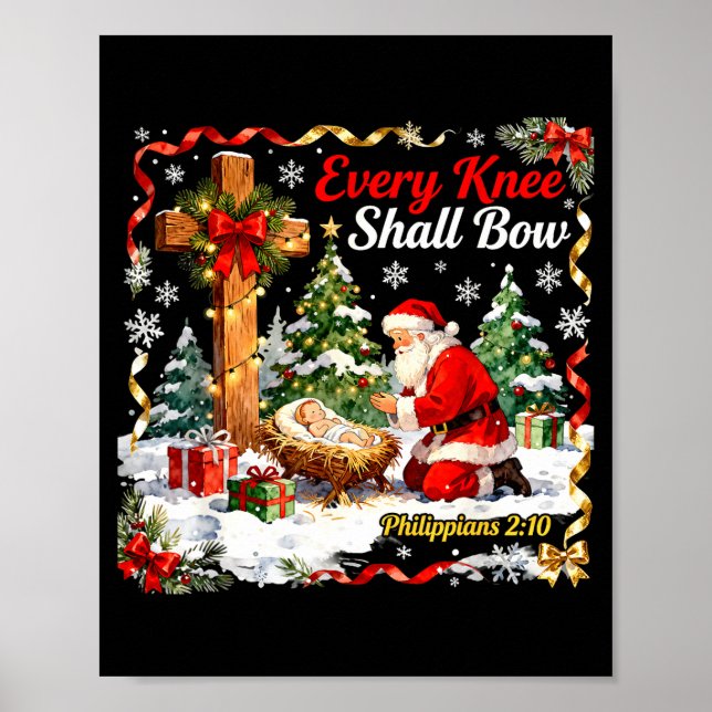 Poster Christmas Nativity Scene Every Knee Shall Bow Sant (Frente)