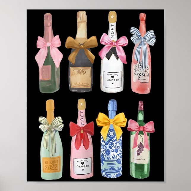 Poster Christmas New Year Champagne Gl Coquette Bot-tle M (Frente)