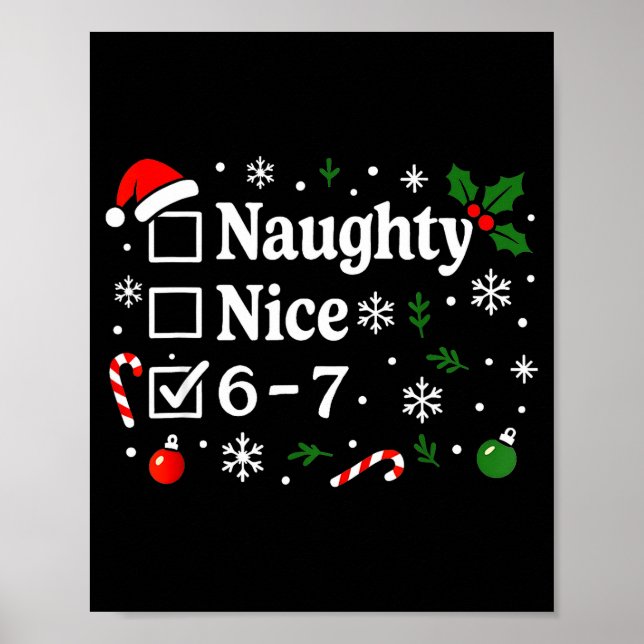 Poster Christmas Nice Naughty 67 Funny 6-7 Meme Slang  (Frente)