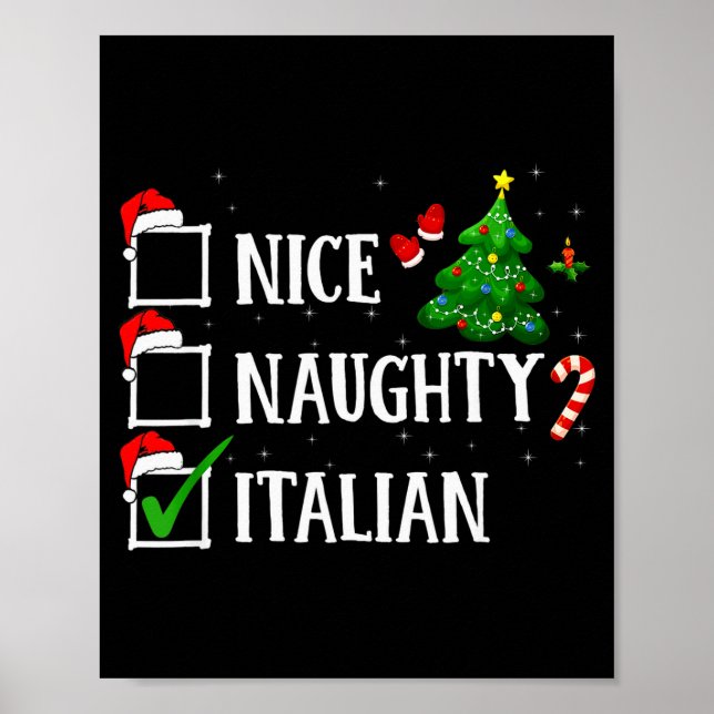 Poster Christmas Nice Naughty Italian Funny Xmas Holiday  (Frente)