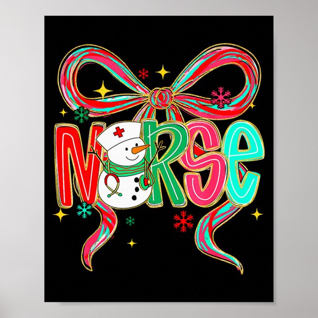 Poster Christmas Nurse Snowman Xmas Pajamas Rn Icu Nicu E (Frente)
