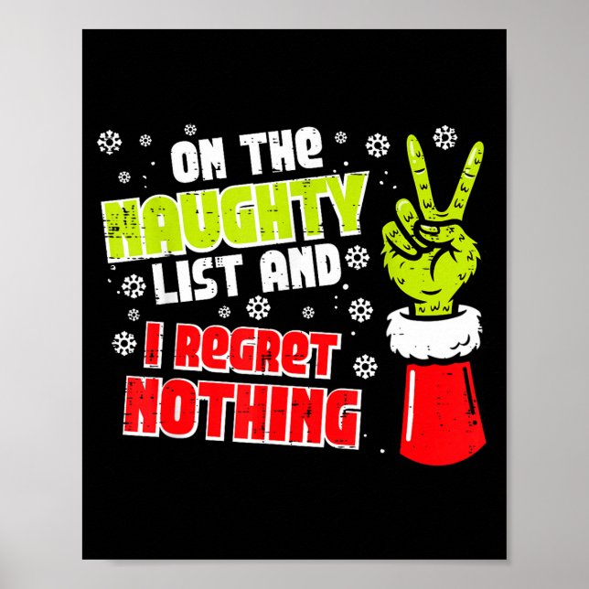 Poster Christmas On Naughty List Regret Nothing Xmas Men  (Frente)