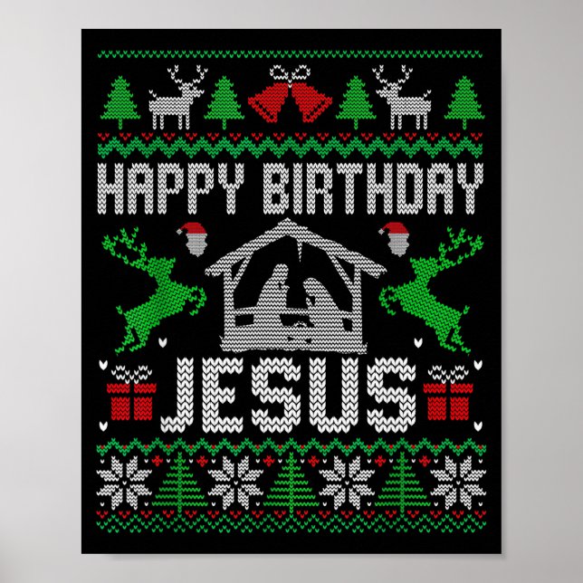 Poster Christmas Outfit Happy Birthday Jesus Holiday Ugly (Frente)