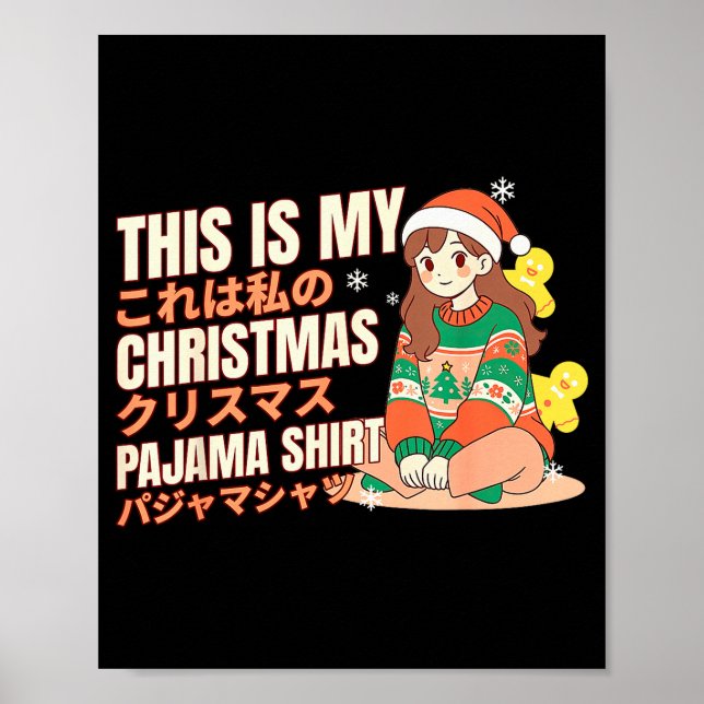 Poster Christmas Pajama Anime Girl Japanese Manga Otaku  (Frente)