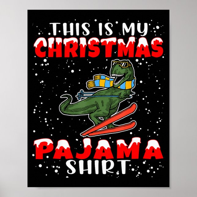 Poster Christmas Pajama Shirt Funny Xmas Skiing Gift For  (Frente)