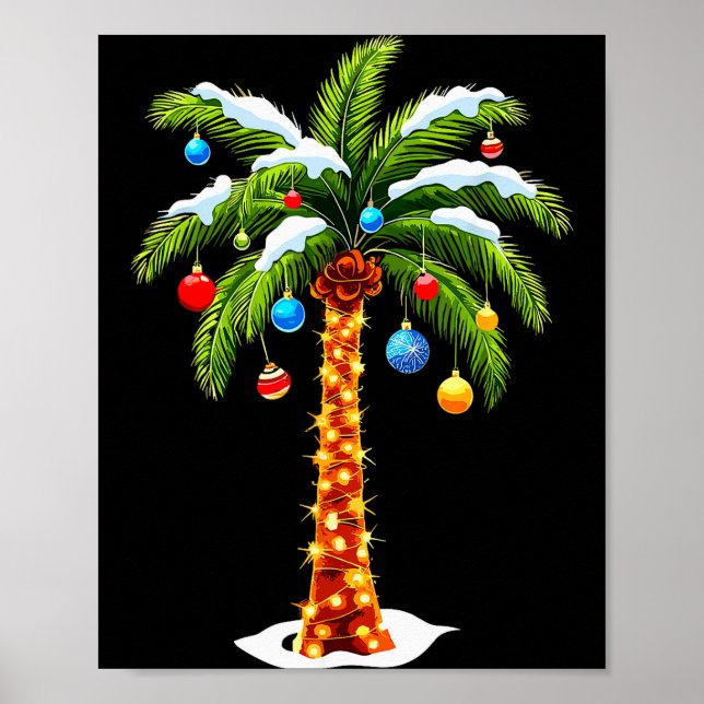 Poster Christmas Palm Tree Hawaiian Trocal Xmas  (Frente)