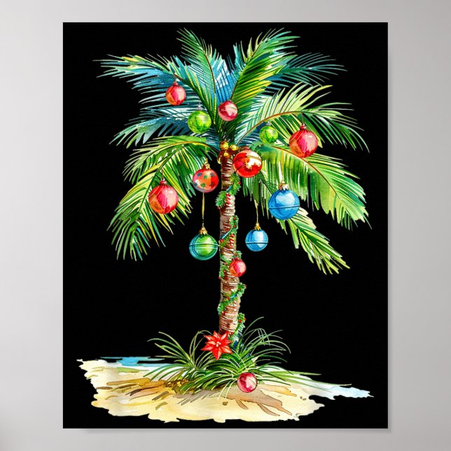 Poster Christmas Palm Tree Light Hawaiian Trocal Xmas Men (Frente)