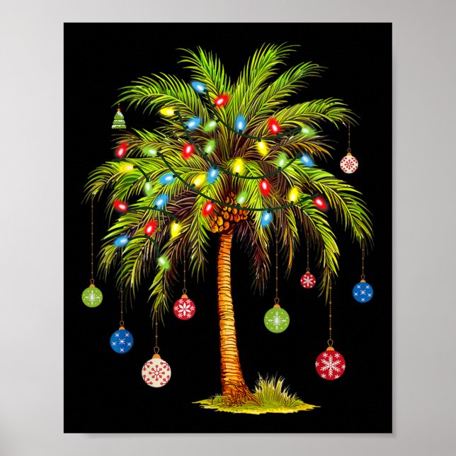 Poster Christmas Palm Tree Light Hawaiian Tropical Xmas 1 (Frente)