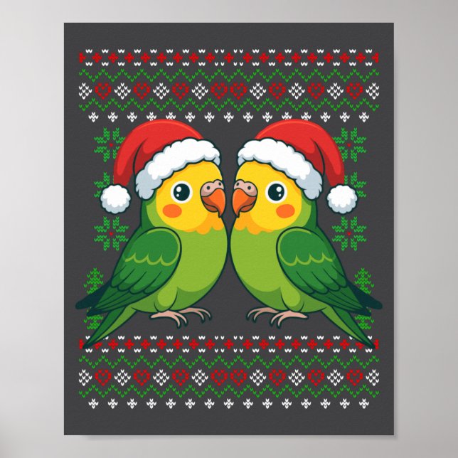 Poster Christmas Parakeet Ugly Xmas Sweater Parakeets Lon (Frente)