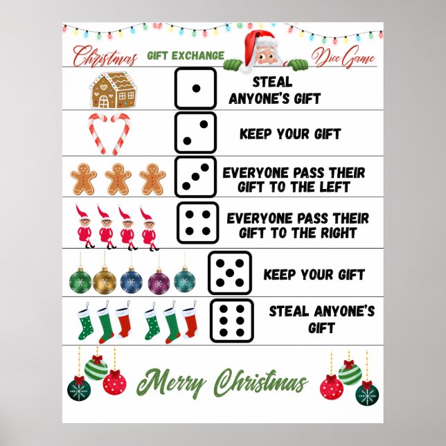 Poster Christmas Party Gift Exchange Dice Game (Frente)