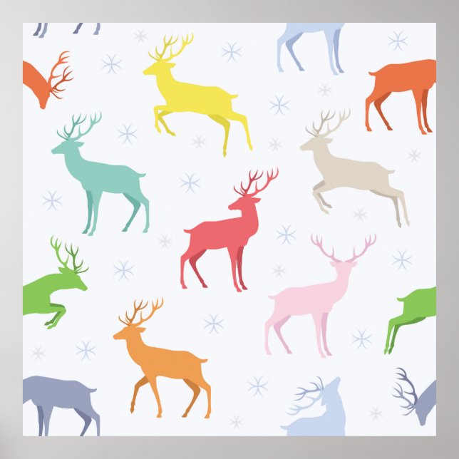 Poster Christmas pattern with deersreindeer,deer,pattern, (Frente)