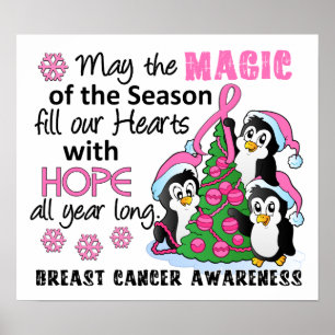 Pôster Christmas Penguins Breast Cancer