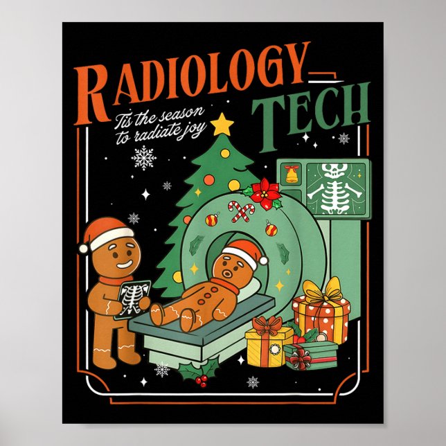 Poster Christmas Radiology Tech Funny Gingerbread Man Rad (Frente)