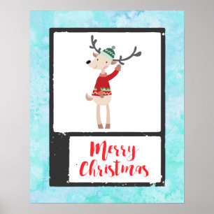 Pôster Christmas Reindeer In An Ugly Sweater Whimsical