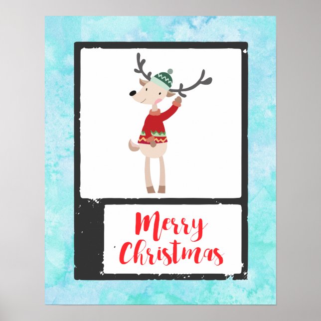 Pôster Christmas Reindeer In An Ugly Sweater Whimsical (Frente)