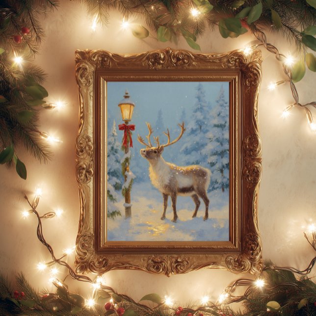 Poster Christmas Reindeer Under the Lamp Light (Criador carregado)