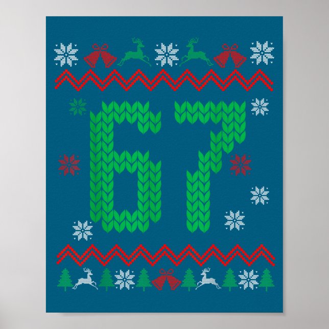 Poster Christmas Santa 67 Six Seven Meme Ugly Sweater  (Frente)
