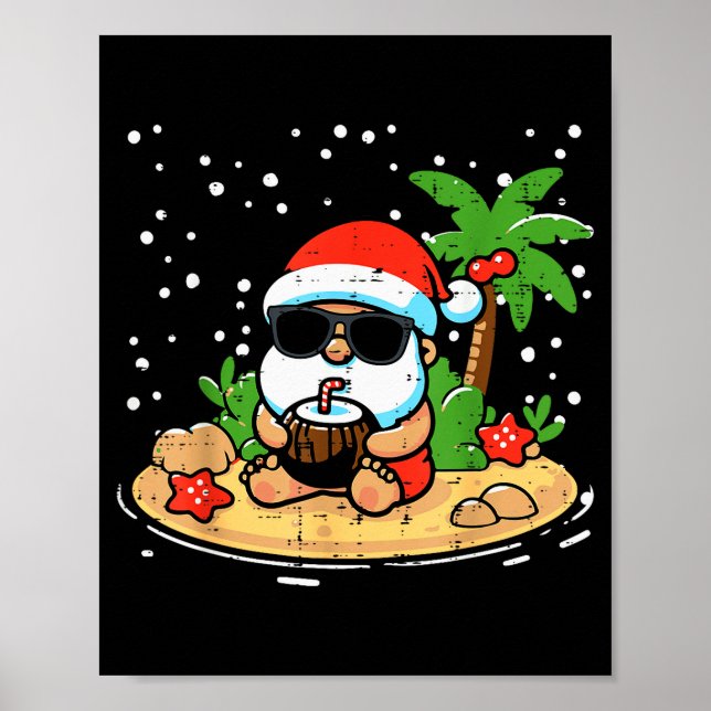 Poster Christmas Santa Beach Xmas Trocal Hawaii Men Women (Frente)